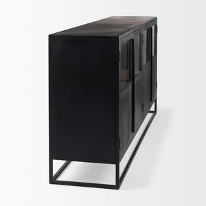 Mercana Sloan Modern Industrial Sideboard with Mango Wood & Glass, Versatile Storage for Chic Living Spaces 69886