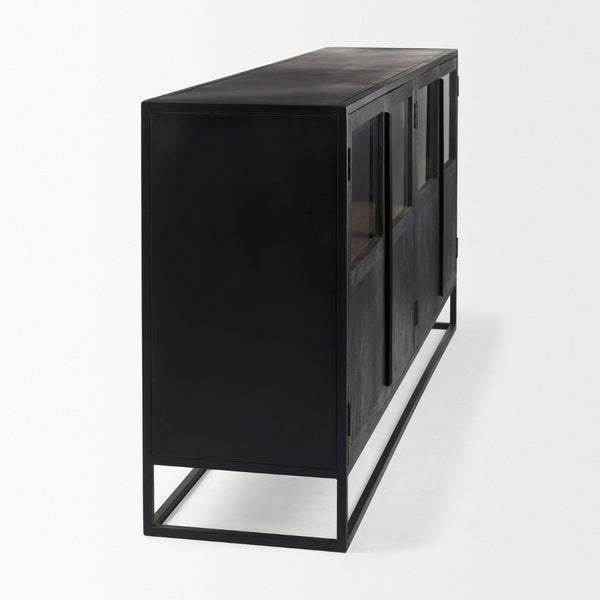 Mercana Sloan Modern Industrial Sideboard with Mango Wood & Glass, Versatile Storage for Chic Living Spaces 69886