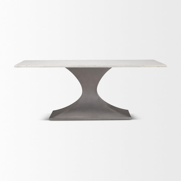 Mercana Maxton Marble Dining Table with Sculptural Gunmetal Base – Elevate Your Dining Experience Today! 69848-AB