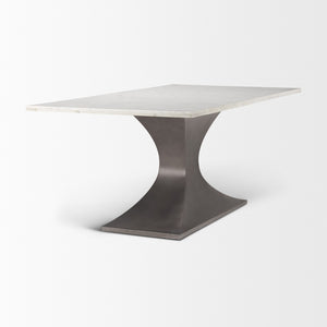 Mercana Maxton Marble Dining Table with Sculptural Gunmetal Base – Elevate Your Dining Experience Today! 69848-AB