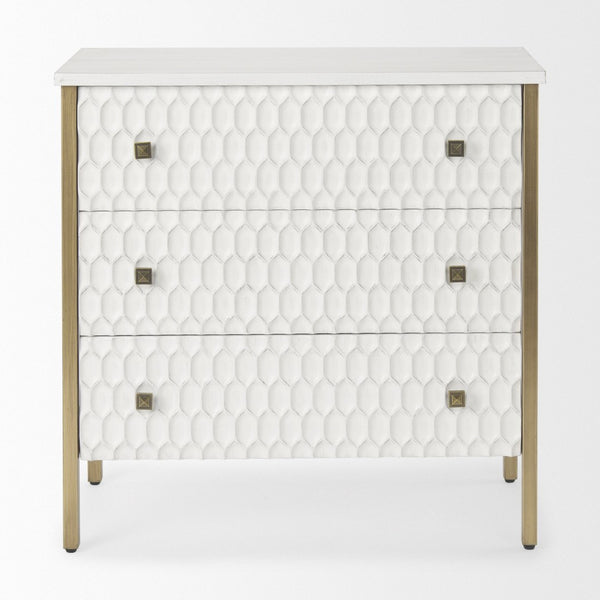 Mercana Savannah Accent Cabinet - Coastal Glam Design with Honeycomb Drawers for Elegant Storage Solutions 69758