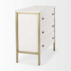 Mercana Savannah Accent Cabinet - Coastal Glam Design with Honeycomb Drawers for Elegant Storage Solutions 69758