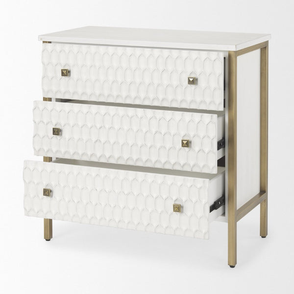 Mercana Savannah Accent Cabinet - Coastal Glam Design with Honeycomb Drawers for Elegant Storage Solutions 69758