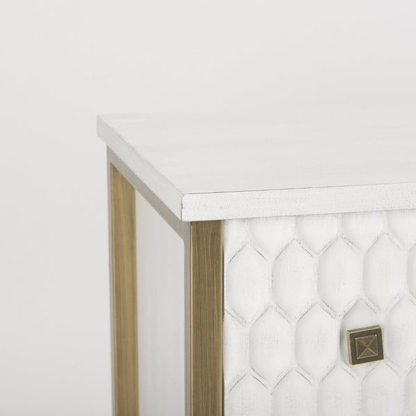 Mercana Savannah Accent Cabinet - Coastal Glam Design with Honeycomb Drawers for Elegant Storage Solutions 69758