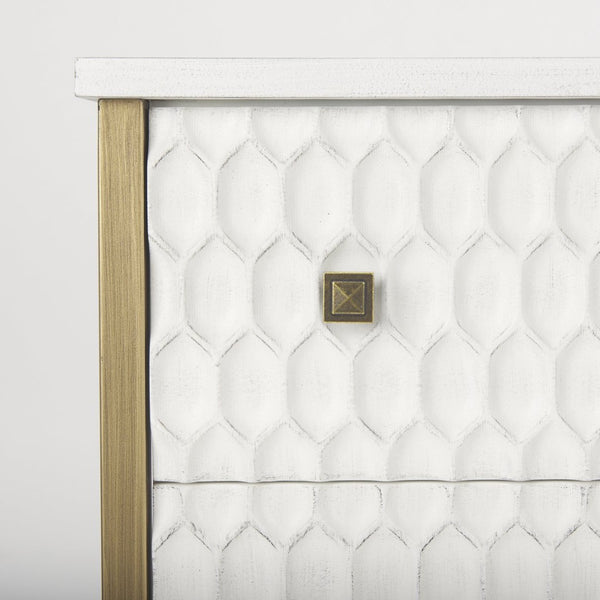 Mercana Savannah Accent Cabinet - Coastal Glam Design with Honeycomb Drawers for Elegant Storage Solutions 69758