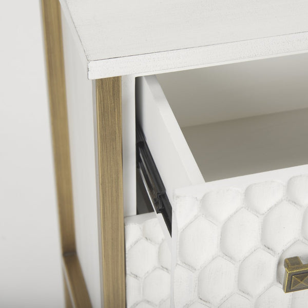 Mercana Savannah Accent Cabinet - Coastal Glam Design with Honeycomb Drawers for Elegant Storage Solutions 69758