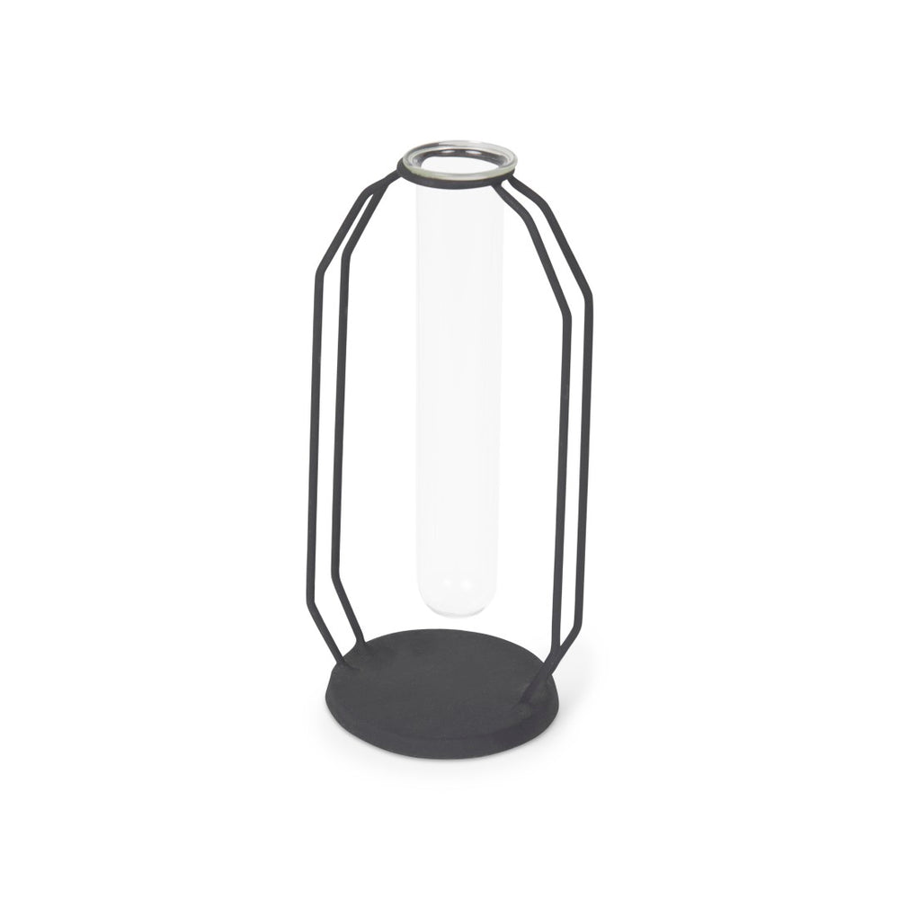 Mercana Aria Decorative Metal and Glass Holder for Effortless Floral Elegance in Modern Home Décor Black Metal | 9H 69780
