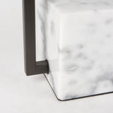 Mercana Peyton 14.0L x 9.0W x 26.2H Black Metal W/Marble Cube and White Shade Table Lamp 69701