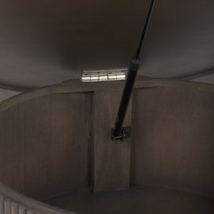 Mercana Terra Round Fluted Coffee Table with Hydraulic Lift and Hidden Storage for Modern Living Room Style Dark Brown Wood 69877