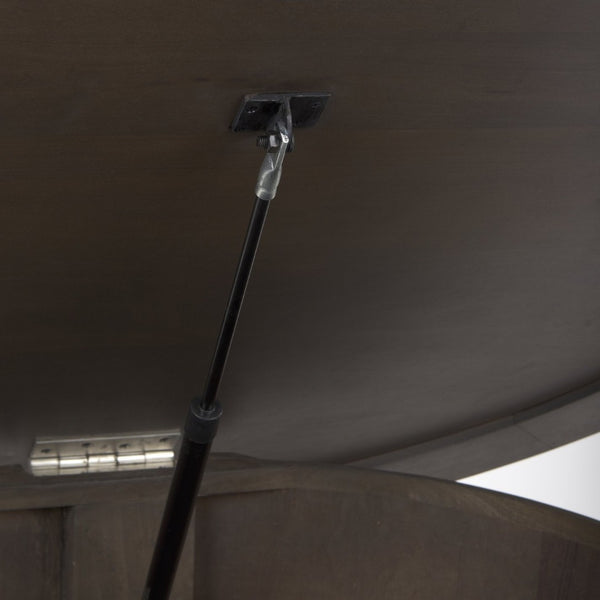 Mercana Terra Round Fluted Coffee Table with Hydraulic Lift and Hidden Storage for Modern Living Room Style Dark Brown Wood 69877