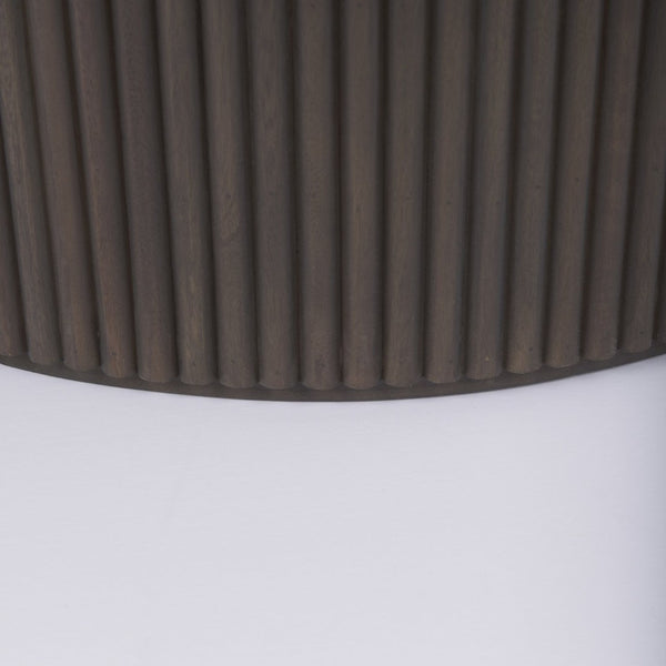 Mercana Terra Round Fluted Coffee Table with Hydraulic Lift and Hidden Storage for Modern Living Room Style Dark Brown Wood 69877