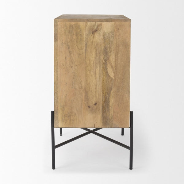 Mercana Cairo Stylish 2-Door Storage Cabinet with Mango Wood and Industrial Iron Design for Modern Spaces 69754