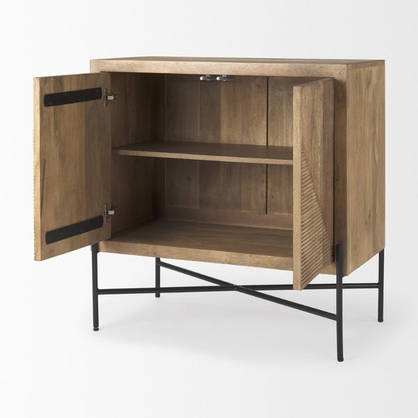 Mercana Cairo Stylish 2-Door Storage Cabinet with Mango Wood and Industrial Iron Design for Modern Spaces 69754