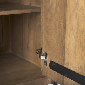 Mercana Cairo Stylish 2-Door Storage Cabinet with Mango Wood and Industrial Iron Design for Modern Spaces 69754