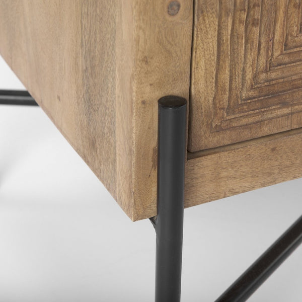 Mercana Cairo Stylish 2-Door Storage Cabinet with Mango Wood and Industrial Iron Design for Modern Spaces 69754