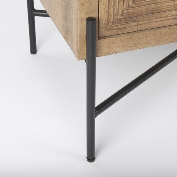 Mercana Cairo Stylish 2-Door Storage Cabinet with Mango Wood and Industrial Iron Design for Modern Spaces 69754