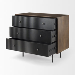 Mercana Grace Rustic Industrial Accent Cabinet with 3 Drawers for Stylish Storage in Any Room or Office 69755