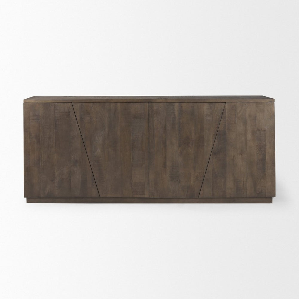 Mercana West Rustic-Modern Mango Wood Sideboard with Bold Angular Design for Stylish Storage Solutions 69872