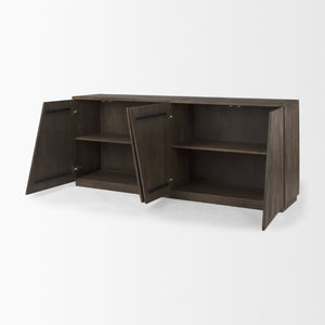 Mercana West Rustic-Modern Mango Wood Sideboard with Bold Angular Design for Stylish Storage Solutions 69872