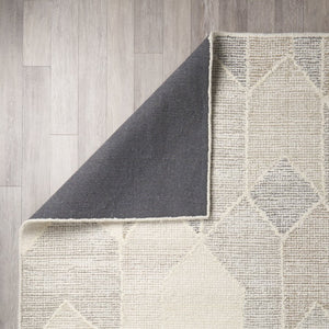 Mercana Kolt Handwoven Wool Area Rug with Modern Neutral Geometric Design for Cozy Living Spaces Gray & Beige | 144L x 108W 69770