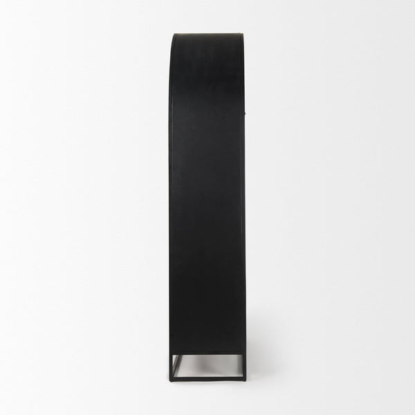 Mercana Sloan 85.5H Elegant Arched Cabinet with Solid Mango Wood and Glass Doors for Stylish Storage Solutions 69885