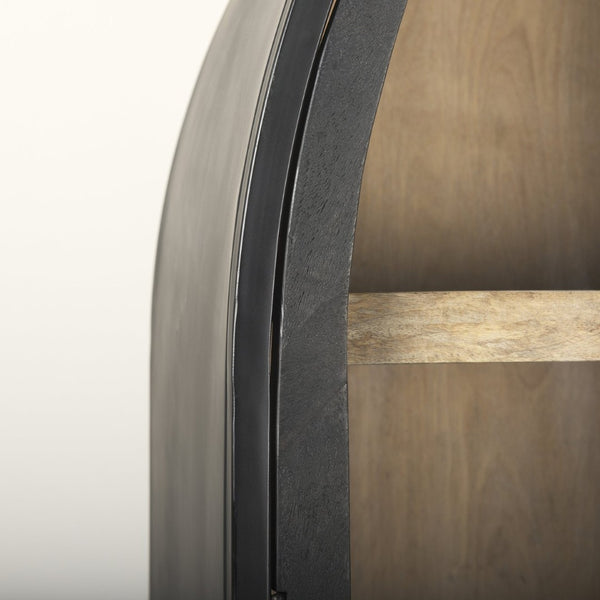 Mercana Sloan 85.5H Elegant Arched Cabinet with Solid Mango Wood and Glass Doors for Stylish Storage Solutions 69885