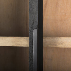 Mercana Sloan 85.5H Elegant Arched Cabinet with Solid Mango Wood and Glass Doors for Stylish Storage Solutions 69885