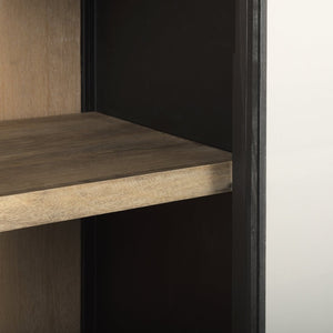 Mercana Sloan 85.5H Elegant Arched Cabinet with Solid Mango Wood and Glass Doors for Stylish Storage Solutions 69885