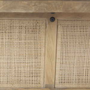 Mercana Grier 42" Square Coffee Table – Solid Mango Wood with Elegant Cane Detailing for Modern Living Spaces Light Brown Wood | Cane Accent 69902