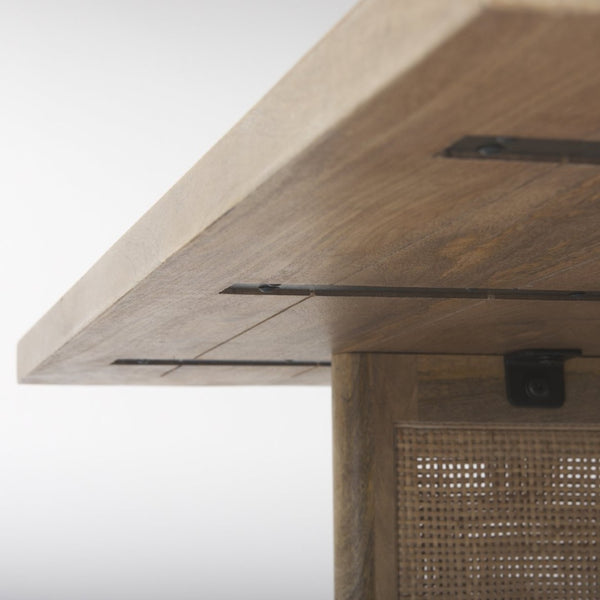 Mercana Grier 42" Square Coffee Table – Solid Mango Wood with Elegant Cane Detailing for Modern Living Spaces Light Brown Wood | Cane Accent 69902