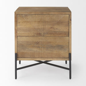 Mercana Cairo Compact Mango Wood Accent Cabinet with Two Drawers and Matte Black Iron Frame for Storage 69923