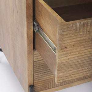 Mercana Cairo Compact Mango Wood Accent Cabinet with Two Drawers and Matte Black Iron Frame for Storage 69923