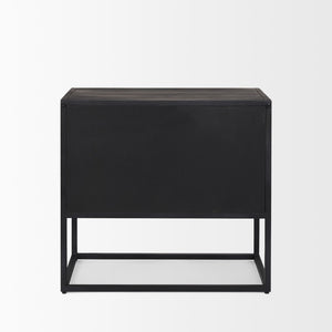 Mercana Sloan Contemporary Side Table with Industrial Design, Mango Wood, and Glass Accents for Modern Spaces 69888