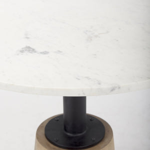 Mercana Maxwell Round Marble Bistro Table – Elegant Blend of Natural Stone and Warm Wood for Stylish Dining Spaces 69928-AB