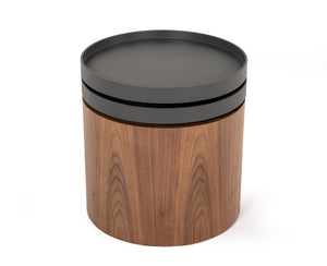VIG Furniture Bascom Modern Walnut End Table With Swivel Top Tray, Compact Round Side Table 19" X 20" Stylish VGDWJ5677