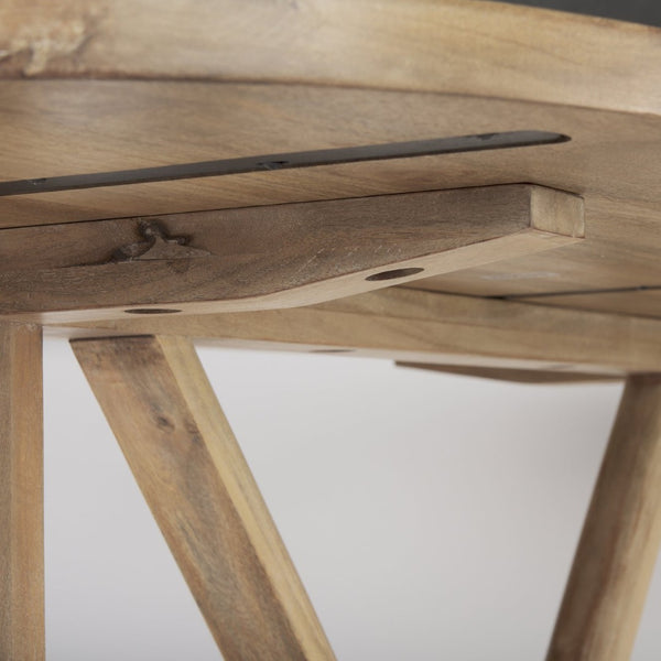 Mercana Viktor Solid Mango Wood Dining Table - Scandinavian Elegance with Oval Top & T-Shaped Legs Design 84" Lt Brown Wood Top | Lt Brown Wood Legs 69959-AB