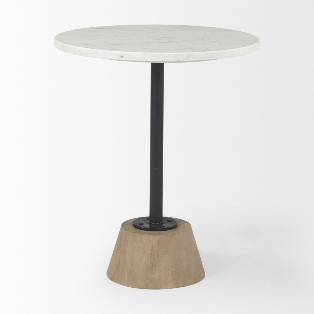 Mercana Maxwell Elegant Marble Top Pedestal End Table - Modern Accent Piece for Small Spaces and Living Rooms 69975-AB