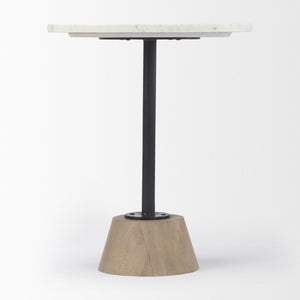 Mercana Maxwell Elegant Marble Top Pedestal End Table - Modern Accent Piece for Small Spaces and Living Rooms 69975-AB