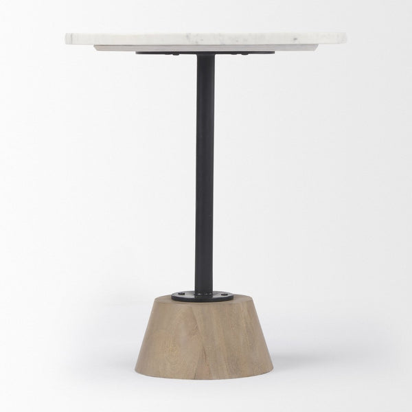 Mercana Maxwell Elegant Marble Top Pedestal End Table - Modern Accent Piece for Small Spaces and Living Rooms 69975-AB
