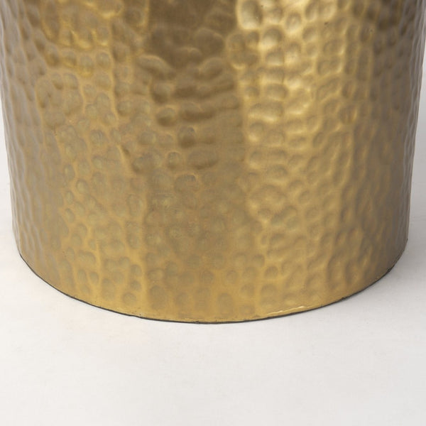Mercana Leo Gold Hammered Table Lamp with White Fabric Shade - Elegant Lighting for Stylish Interiors Gold Base | White Shade 70055