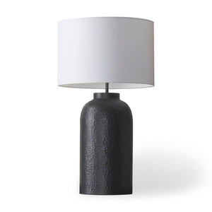 Mercana Leo Gold Hammered Table Lamp with White Fabric Shade - Elegant Lighting for Stylish Interiors Black Base | White Shade 70056