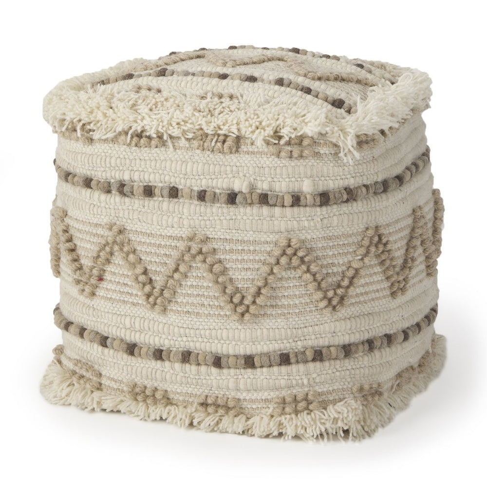 Mercana Caela Handwoven Popcorn Stitch Square Pouf – Chic Boho Accent for Modern and Eclectic Interiors 67585