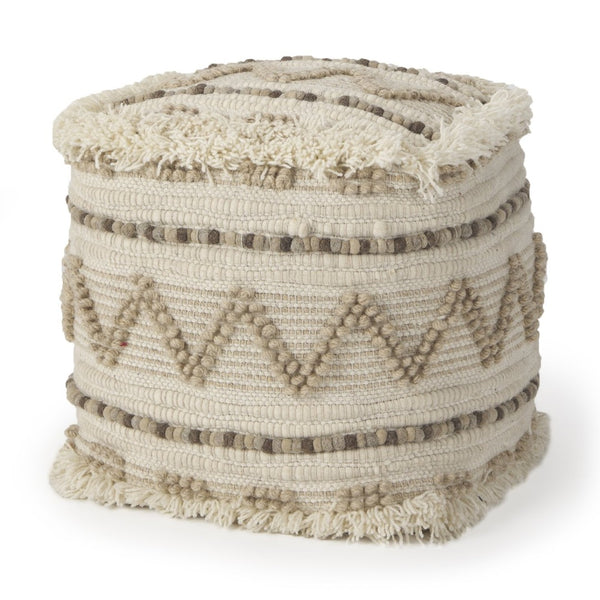 Mercana Caela Handwoven Popcorn Stitch Square Pouf – Chic Boho Accent for Modern and Eclectic Interiors 67585