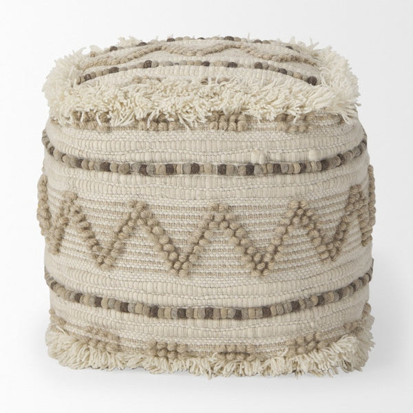 Mercana Caela Handwoven Popcorn Stitch Square Pouf – Chic Boho Accent for Modern and Eclectic Interiors 67585