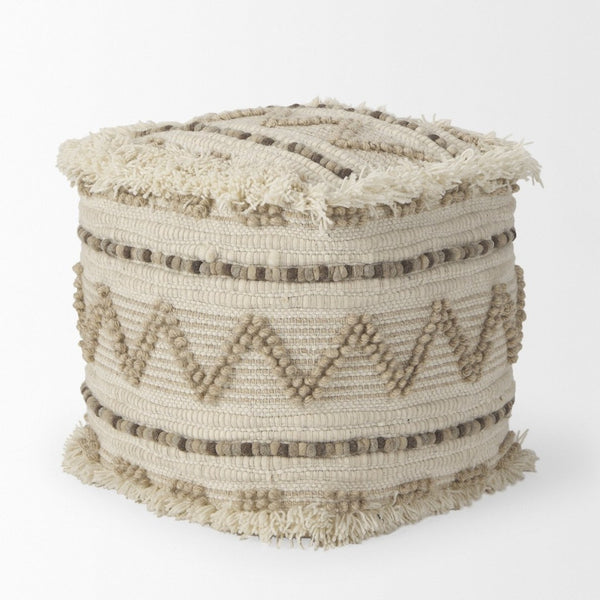 Mercana Caela Handwoven Popcorn Stitch Square Pouf – Chic Boho Accent for Modern and Eclectic Interiors 67585
