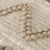 Mercana Caela Beige/Brown Wool, Cotton and Felt Popcorn Stitch Square Pouf  67585