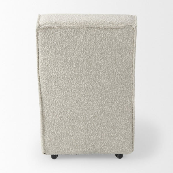 Mercana Damon Upholstered Dining Chair with Casters - Elegant Cream Fabric, Supportive Backrest & Mobility Cream Boucle Fabric 69615
