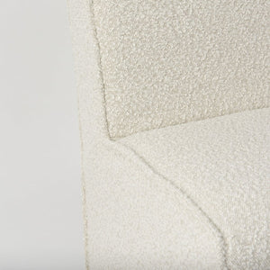 Mercana Damon Upholstered Dining Chair with Casters - Elegant Cream Fabric, Supportive Backrest & Mobility Cream Boucle Fabric 69615