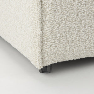 Mercana Damon Upholstered Dining Chair with Casters - Elegant Cream Fabric, Supportive Backrest & Mobility Cream Boucle Fabric 69615