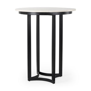 Mercana Tanner Bistro Table: Contemporary Luxe Marble & Matte Black Iron Design for Stylish Dining Spaces 32" White Marble Top | Black Metal Base 69912-AB